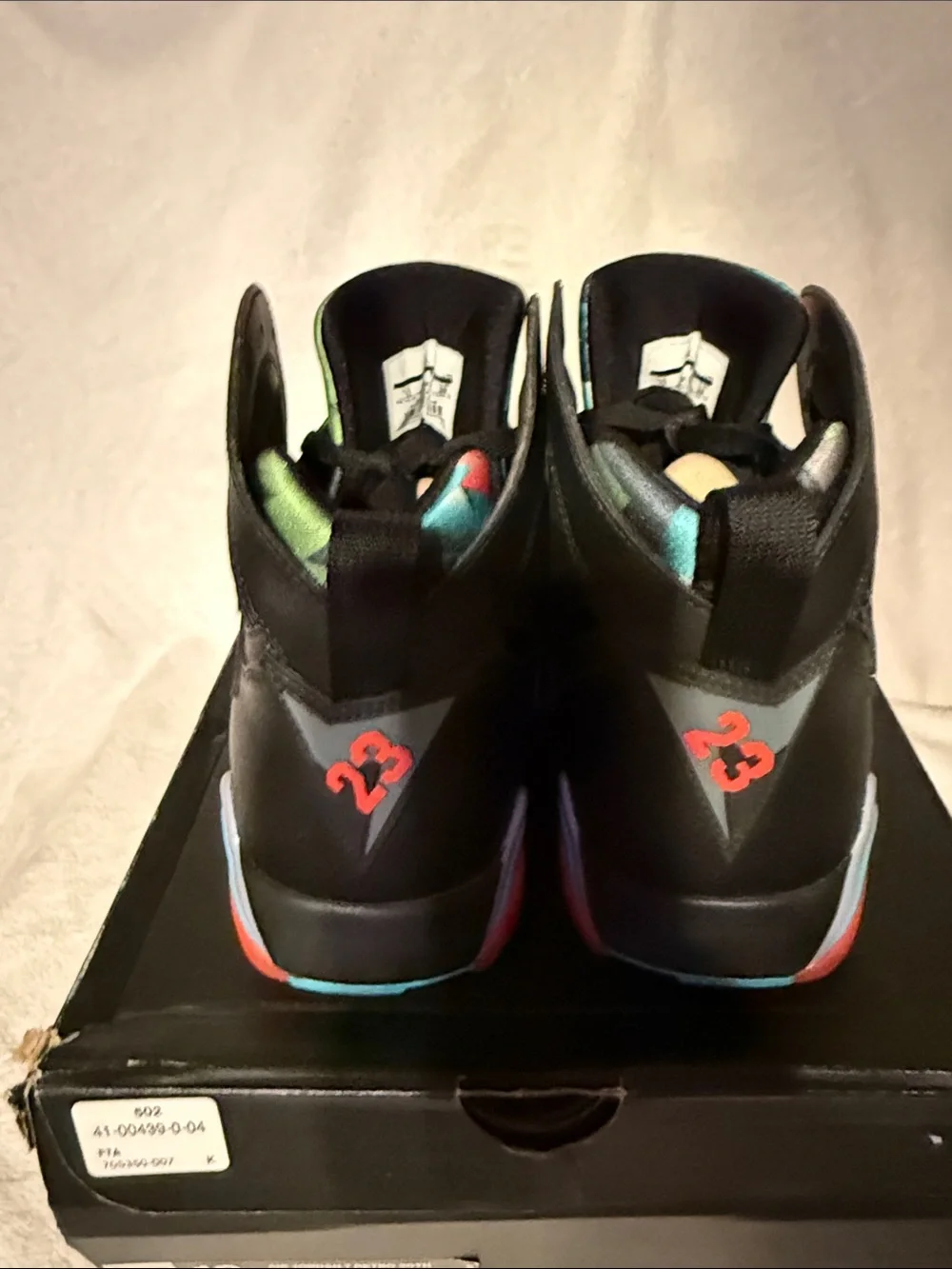 2015 30 yr anniversary Jordan Retro 7 Black Shoes with Red, Green and Teal